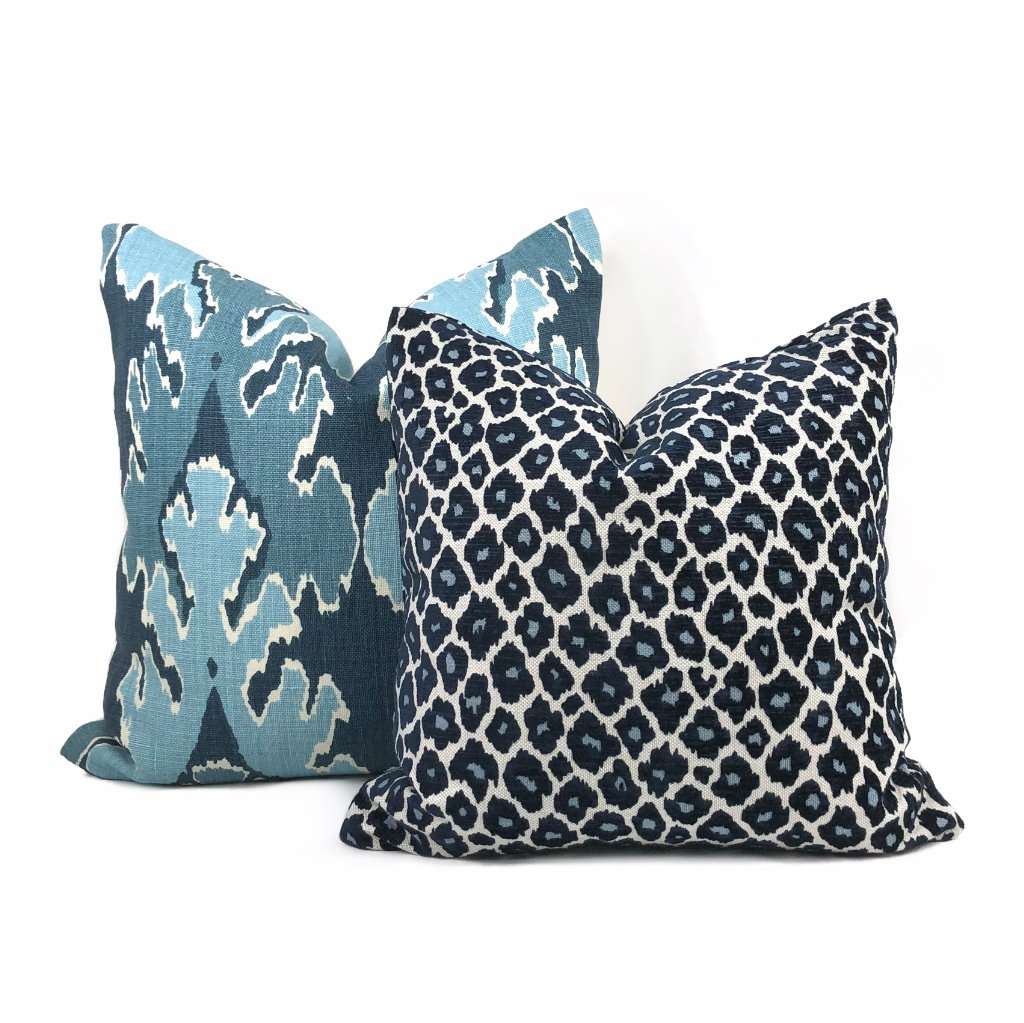 Kelly Wearstler Bengal Bazaar Teal Blue Linen Pillow Cover Cushion Pillow Case Euro Sham 16x16 18x18 20x20 22x22 24x24 26x26 28x28 Lumbar Pillow 12x18 12x20 12x24 14x20 16x26 by Aloriam