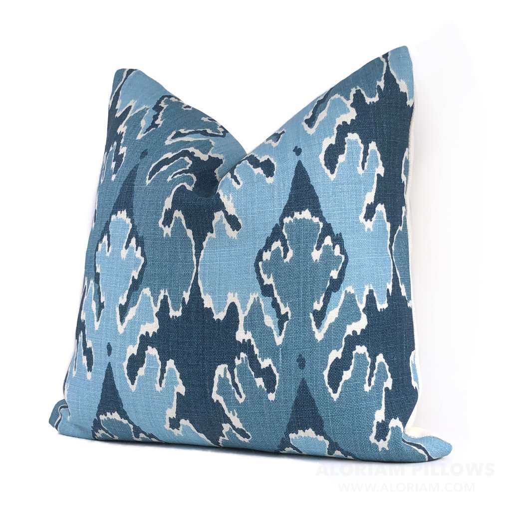 Kelly Wearstler Bengal Bazaar Teal Blue Linen Pillow Cover Cushion Pillow Case Euro Sham 16x16 18x18 20x20 22x22 24x24 26x26 28x28 Lumbar Pillow 12x18 12x20 12x24 14x20 16x26 by Aloriam