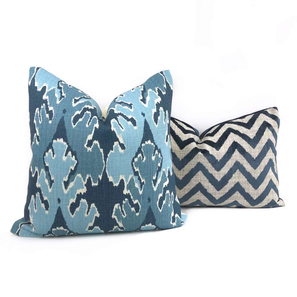 Kelly Wearstler Bengal Bazaar Teal Blue Linen Pillow Cover Cushion Pillow Case Euro Sham 16x16 18x18 20x20 22x22 24x24 26x26 28x28 Lumbar Pillow 12x18 12x20 12x24 14x20 16x26 by Aloriam