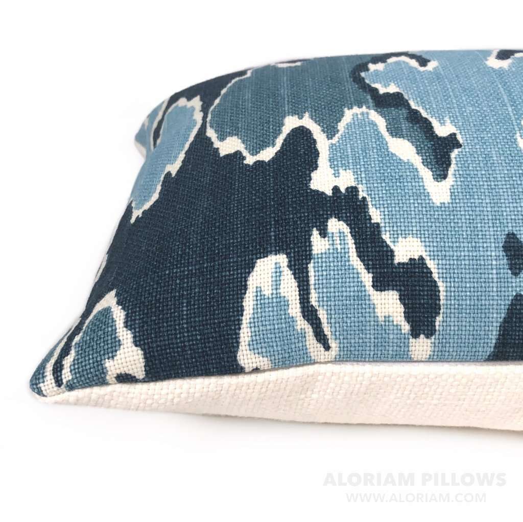 Kelly Wearstler Bengal Bazaar Teal Blue Linen Pillow Cover Cushion Pillow Case Euro Sham 16x16 18x18 20x20 22x22 24x24 26x26 28x28 Lumbar Pillow 12x18 12x20 12x24 14x20 16x26 by Aloriam