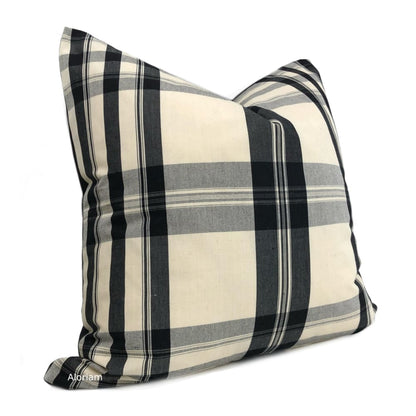 Khimani Black Beige Plaid Pillow Cover (Thibaut fabric) - Aloriam