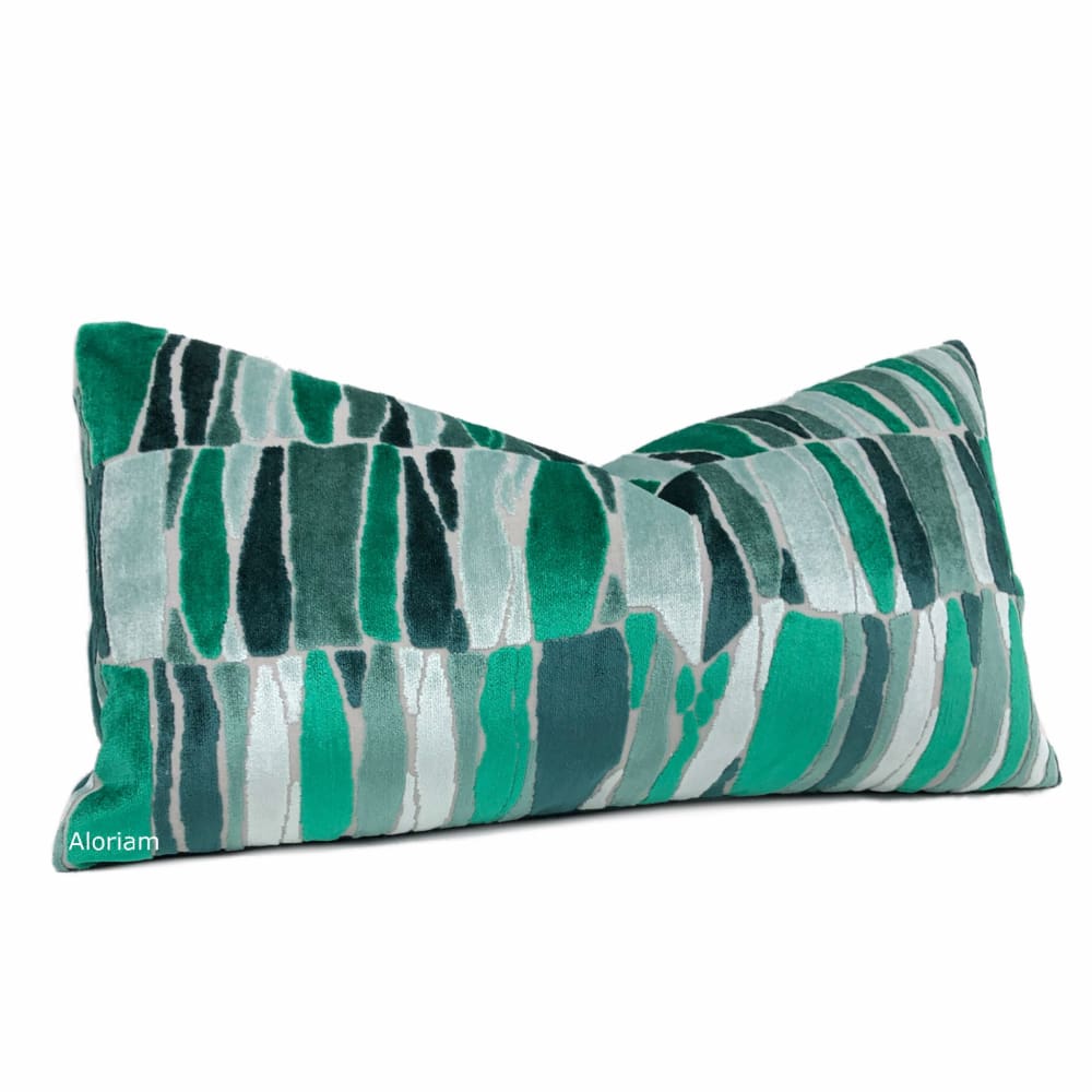 Kieran Abstract Green Velvet Pillow Cover - Aloriam