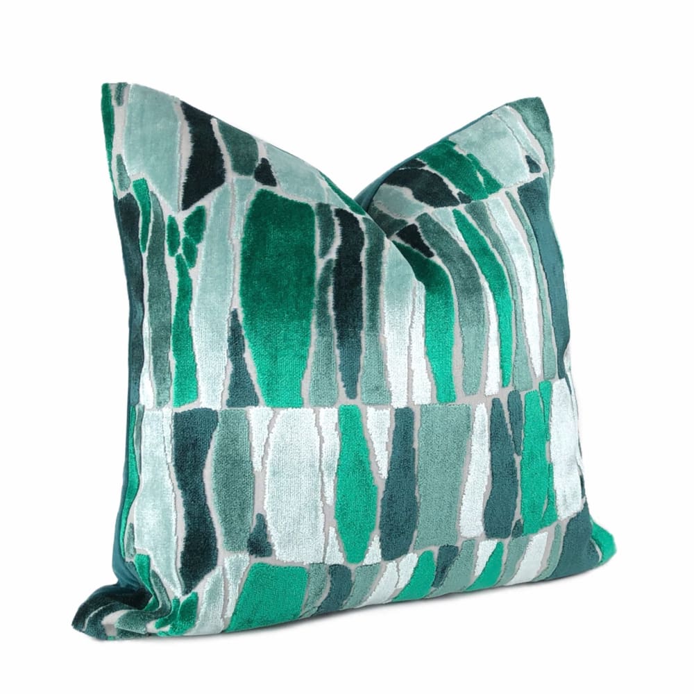 Kieran Abstract Green Velvet Pillow Cover - Aloriam