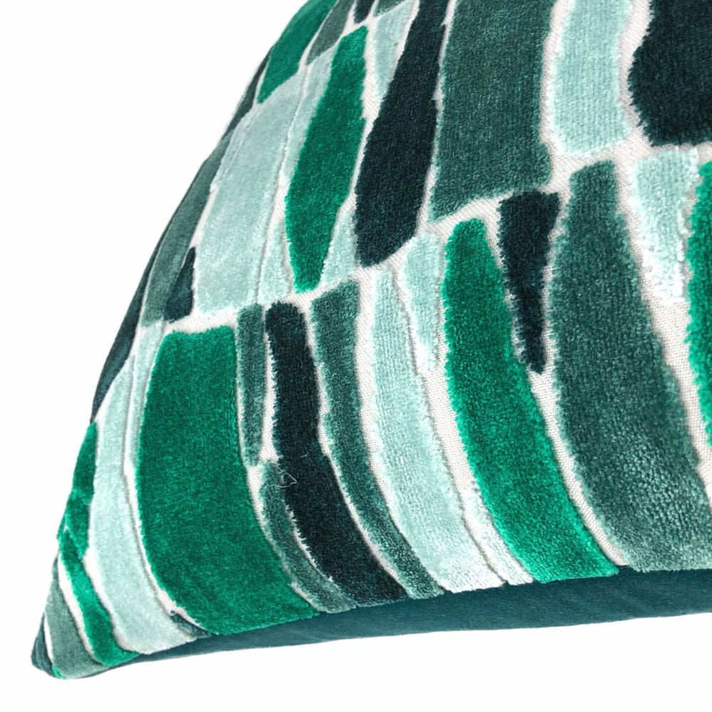 Kieran Abstract Green Velvet Pillow Cover - Aloriam