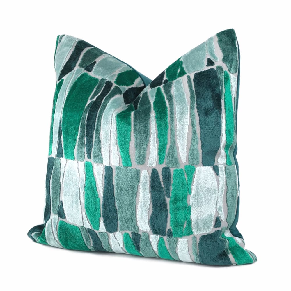 Kieran Abstract Green Velvet Pillow Cover - Aloriam