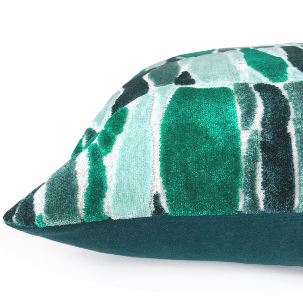 Kieran Abstract Green Velvet Pillow Cover - Aloriam