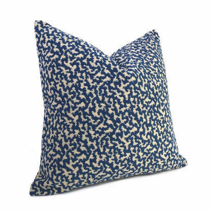 Kimball Navy Blue & Almond Abstract Squiggles Chenille Pillow Case Euro Sham 24x24 26x26 28x28