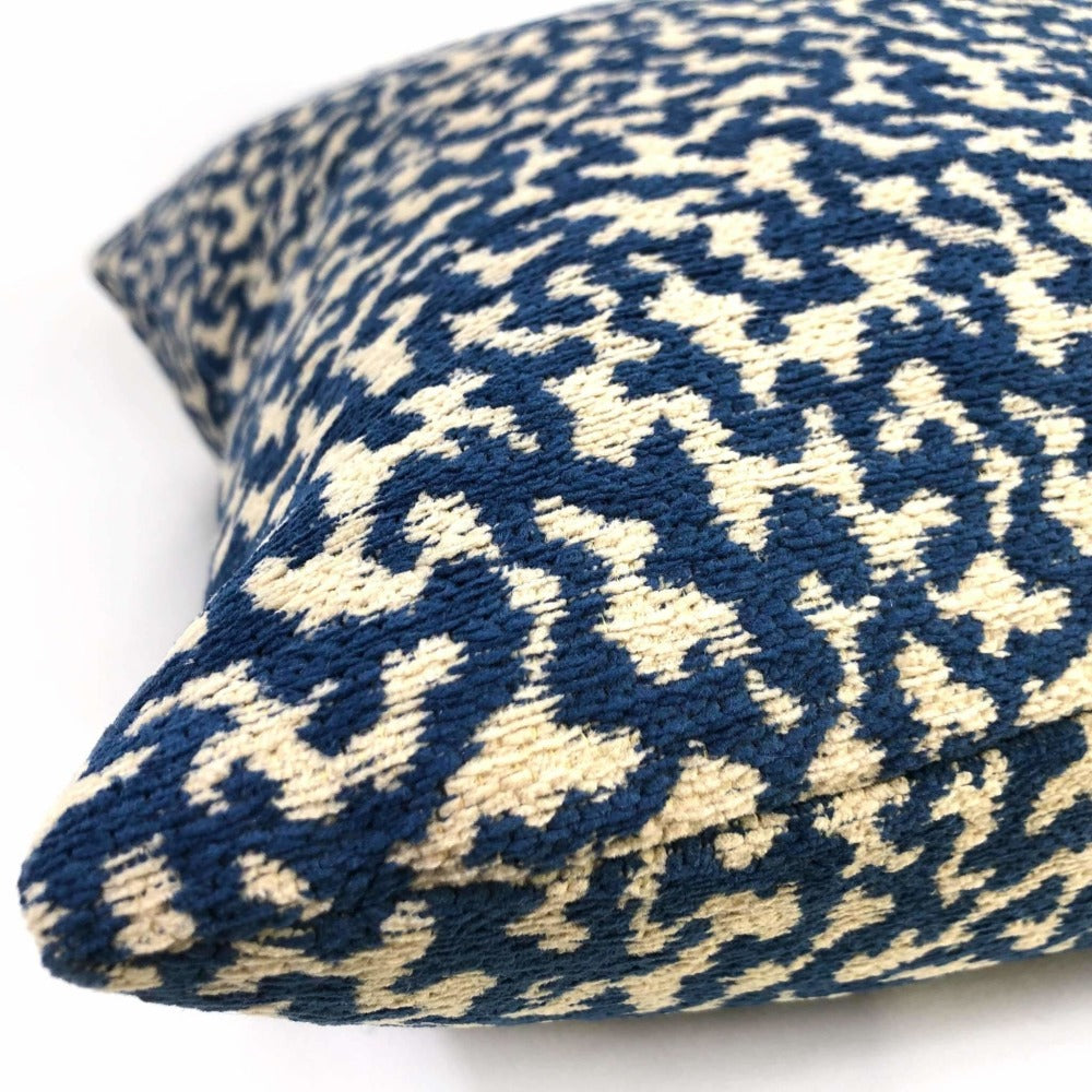 Kimball Navy Blue & Almond Abstract Squiggles Chenille Throw Pillow 16x16 18x18 20x20 22x22