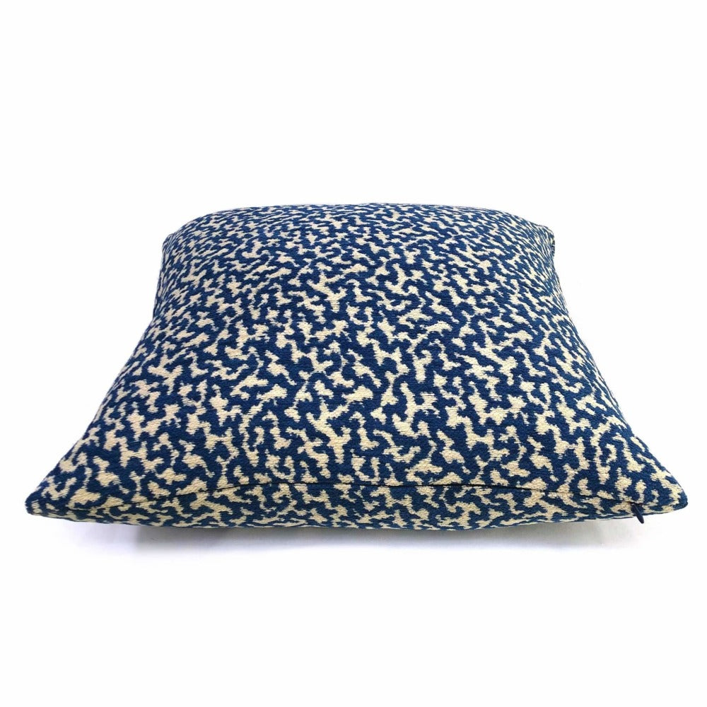 Kimball Navy Blue & Almond Abstract Squiggles Chenille Cushion 16x16 18x18 20x20 22x22 24x24 26x26 28x28