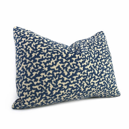 Kimball Navy Blue & Almond Abstract Squiggles Chenille Pillow Cover