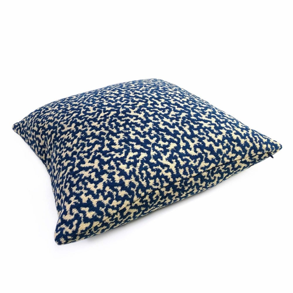 Duralee Eileen Boyd Kimball Navy Blue & Almond Abstract Squiggles Chenille Pillow Cover