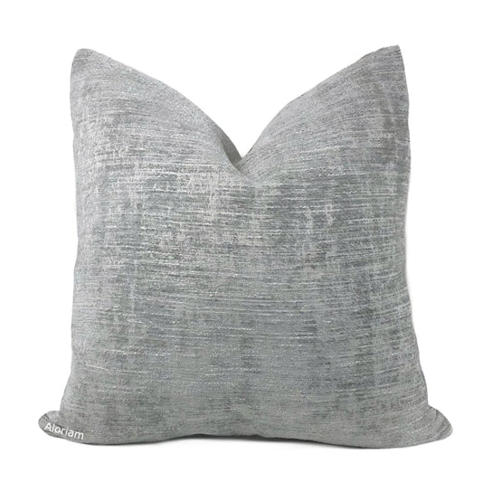 Knox Cement Gray Slub Textured Chenille Pillow Cover - Aloriam