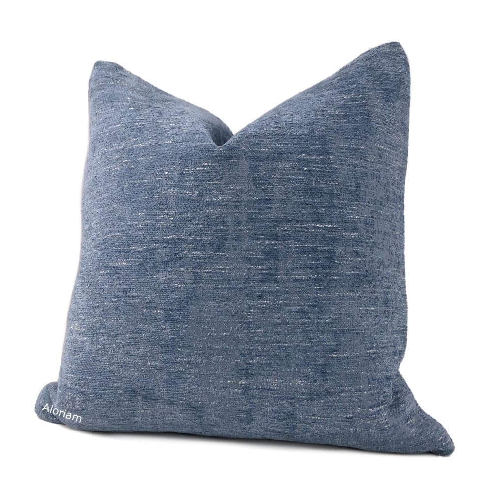 Knox Stonewash Blue Slub Textured Chenille Pillow Cover - Aloriam