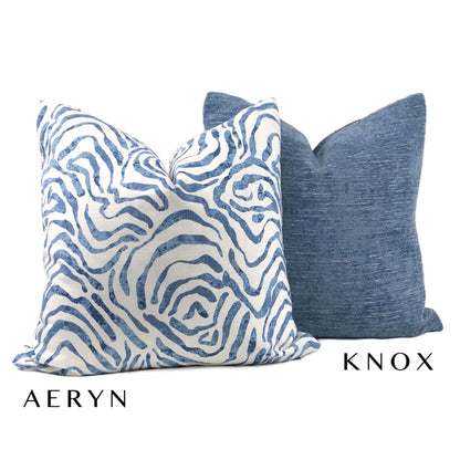 Knox Stonewash Blue Slub Textured Chenille Pillow Cover - Aloriam