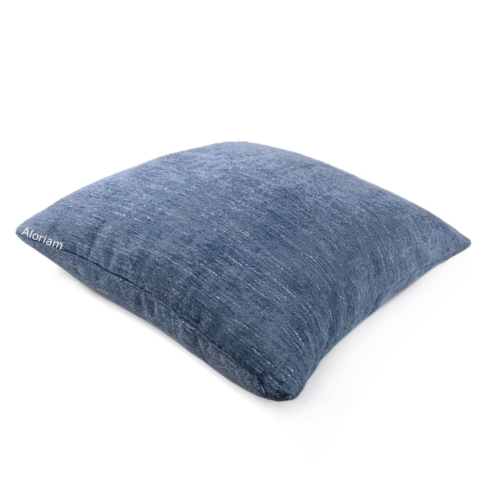 Knox Stonewash Blue Slub Textured Chenille Pillow Cover - Aloriam