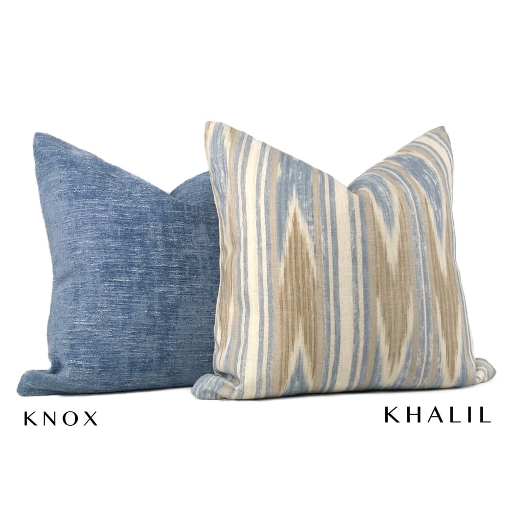 Knox Stonewash Blue Slub Textured Chenille Pillow Cover - Aloriam