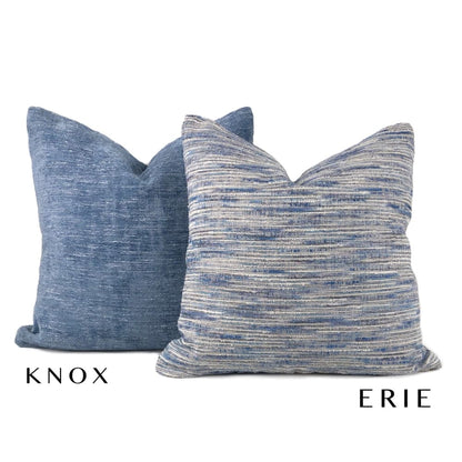 Knox Stonewash Blue Slub Textured Chenille Pillow Cover - Aloriam