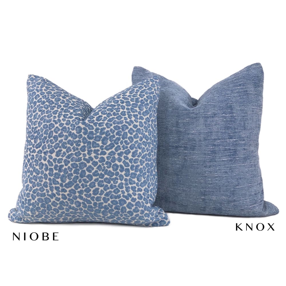 Knox Stonewash Blue Slub Textured Chenille Pillow Cover - Aloriam