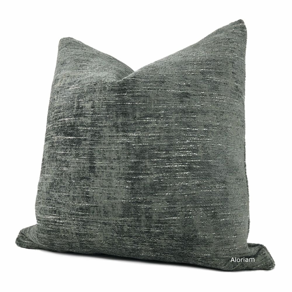 Knox Thunder Gray Slub Textured Chenille Pillow Cover - Aloriam