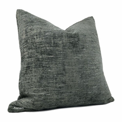 Knox Thunder Gray Slub Textured Chenille Pillow Cover - Aloriam