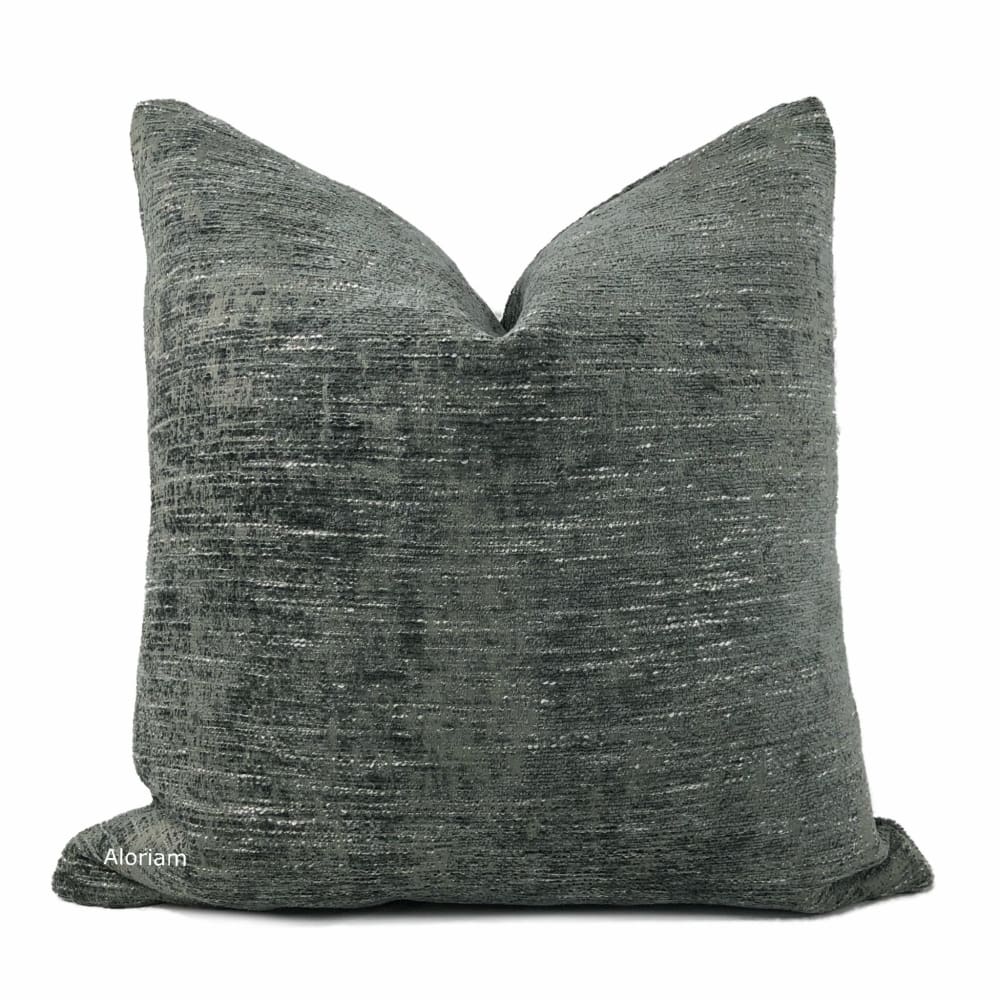 Knox Thunder Gray Slub Textured Chenille Pillow Cover - Aloriam