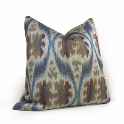 Kravet 32548.516 Ikat Southwest Motif Slate Blue Tan Beige Brown Pillow Cover - Aloriam