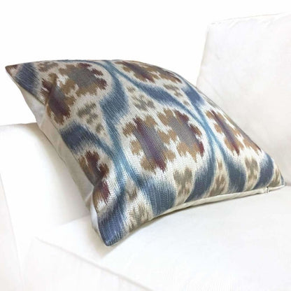 Kravet 32548.516 Ikat Southwest Motif Slate Blue Tan Beige Brown Pillow Cover - Aloriam