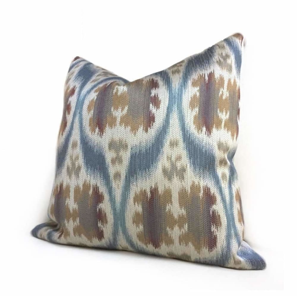 Kravet 32548.516 Ikat Southwest Motif Slate Blue Tan Beige Brown Pillow Cover - Aloriam