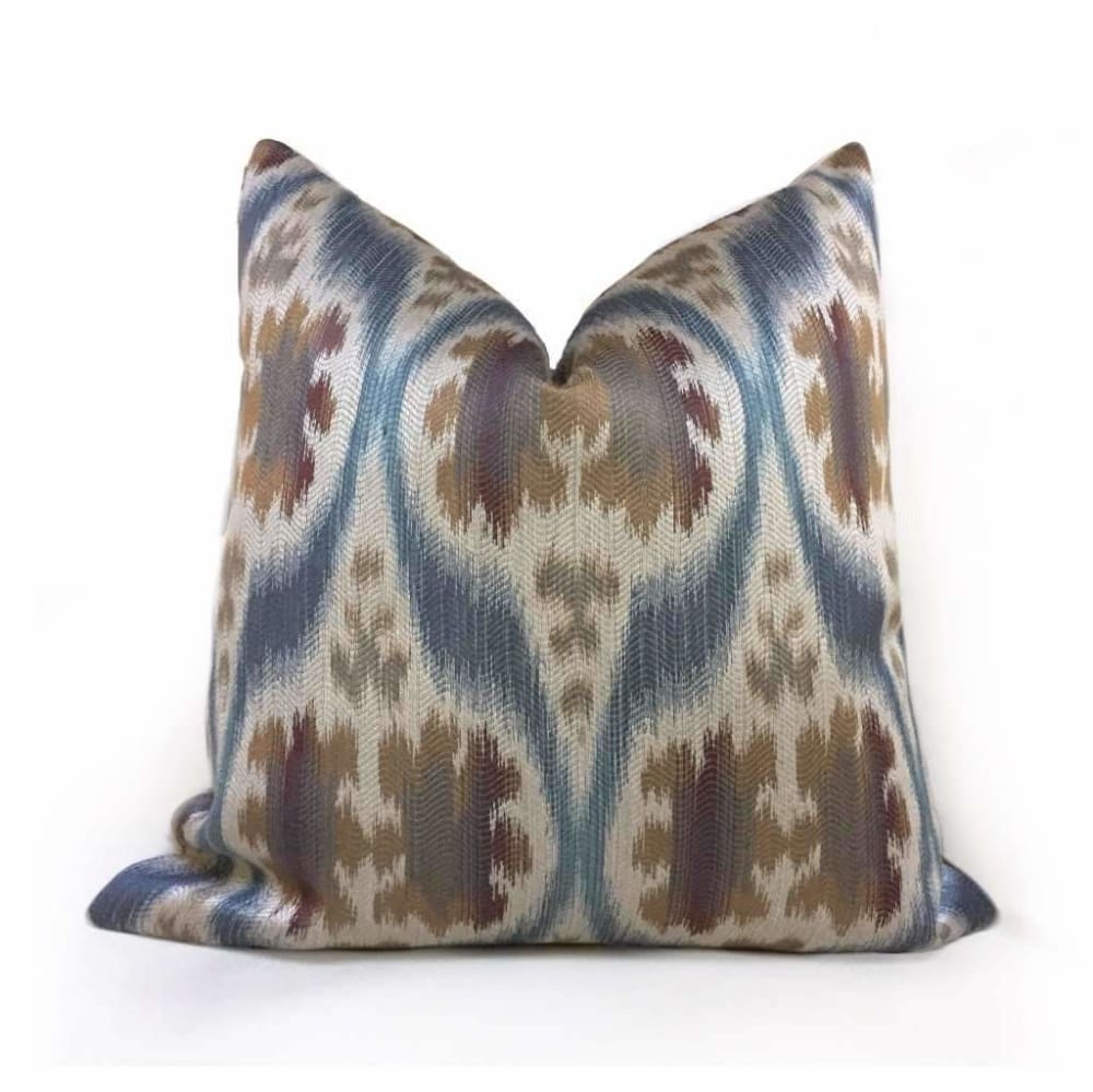 Kravet 32548.516 Ikat Southwest Motif Slate Blue Tan Beige Brown Pillow Cover - Aloriam