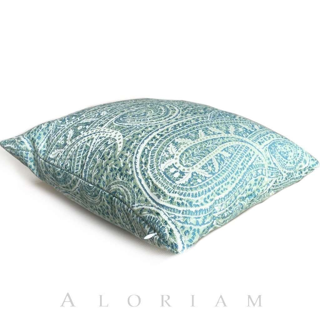 Kravet Blue Green Cream Paisley Floral Pattern Pillow Cushion Zipper Cover Cushion Pillow Case Euro Sham 16x16 18x18 20x20 22x22 24x24 26x26 28x28 Lumbar Pillow 12x18 12x20 12x24 14x20 16x26 by Aloriam