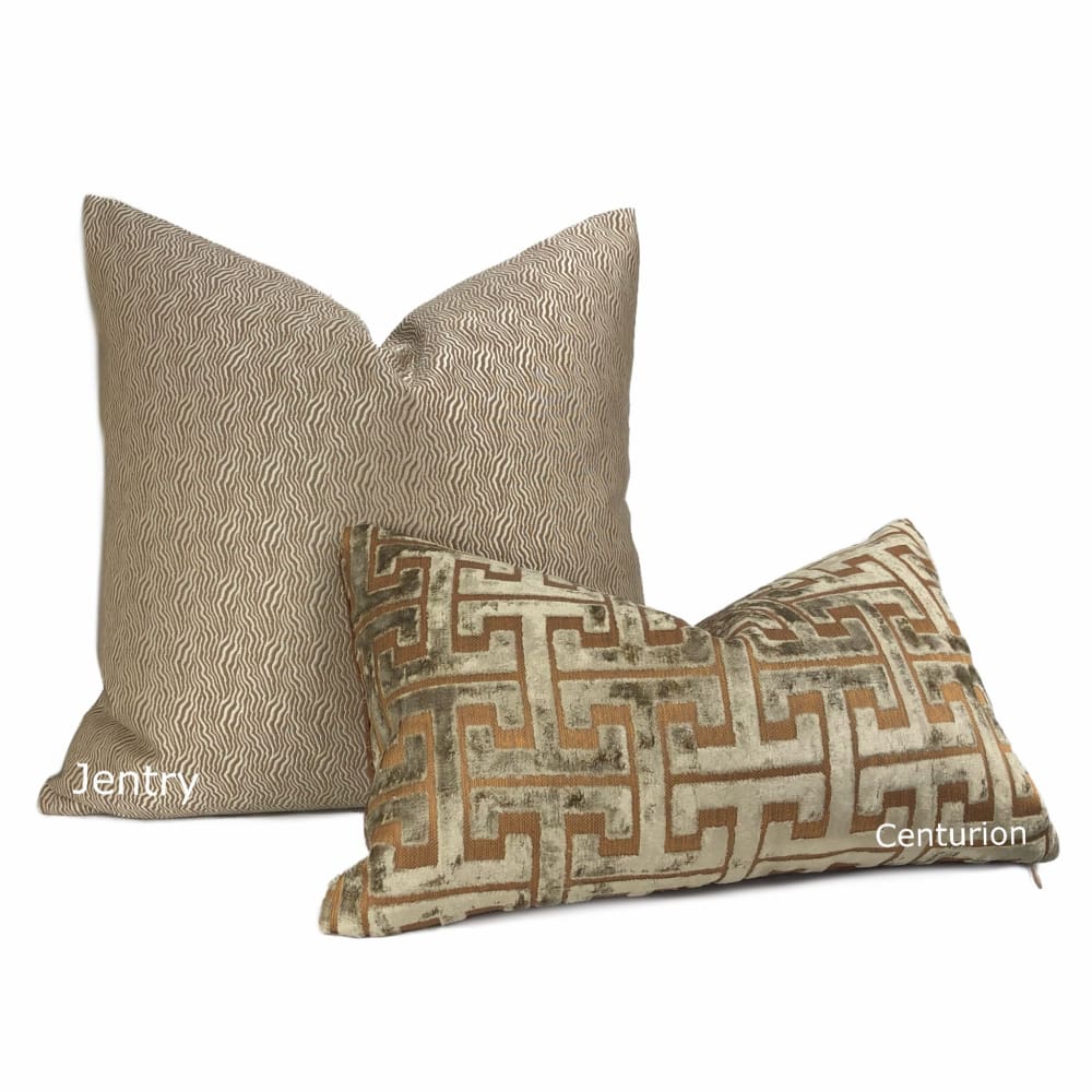 Kravet Candice Olson Abstract Wavy Lines Silvery Beige Taupe Throw Pillow Cushion Cover (Jentry fabric) - Aloriam