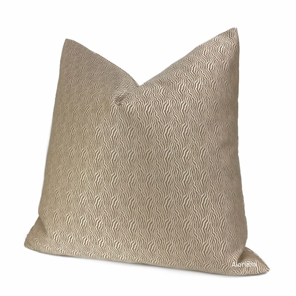 Kravet Candice Olson Abstract Wavy Lines Silvery Beige Taupe Throw Pillow Cushion Cover (Jentry fabric) - Aloriam