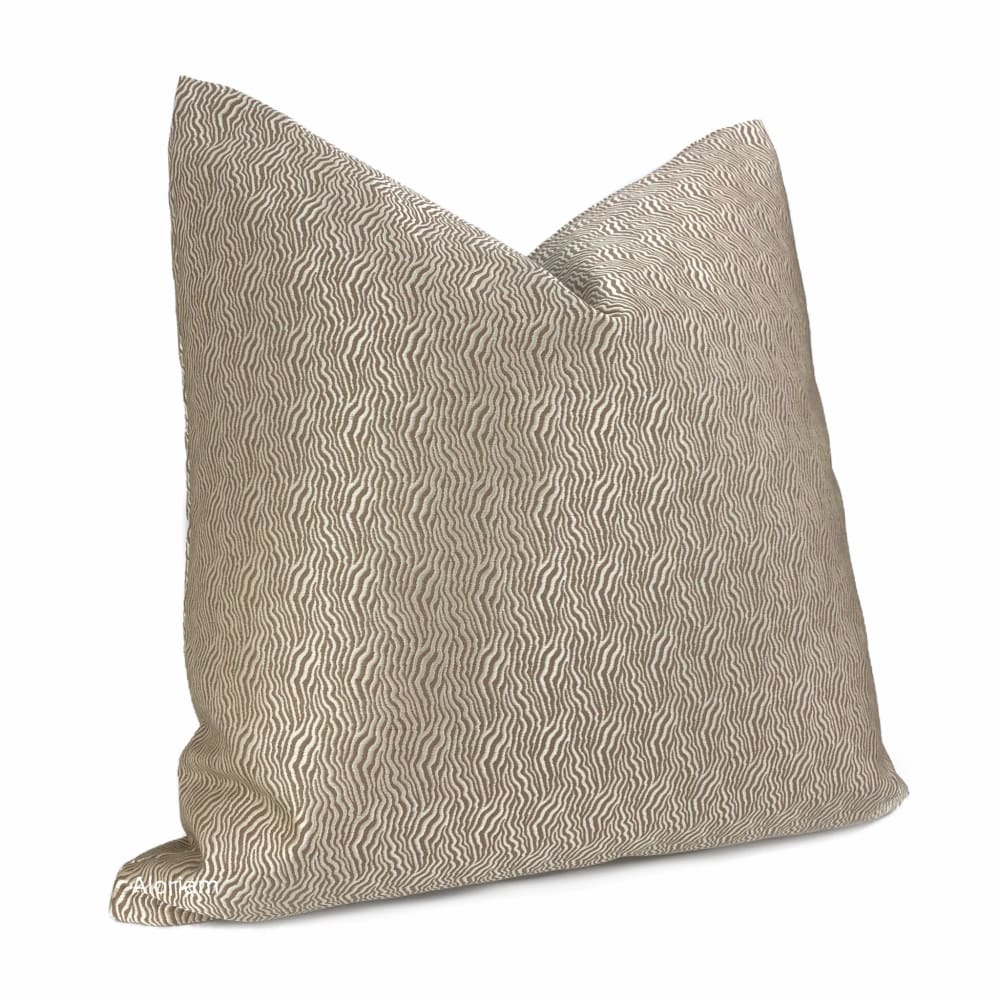 Kravet Candice Olson Abstract Wavy Lines Silvery Beige Taupe Throw Pillow Cushion Cover (Jentry fabric) - Aloriam