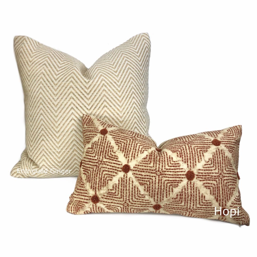 Kravet Candice Olson Entrigued Ginger & Cream Herringbone Pillow Cover - Aloriam