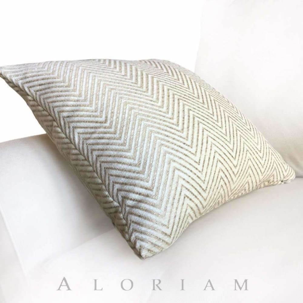 Kravet Candice Olson Entrigued Ginger & Cream Herringbone Pillow Cover - Aloriam