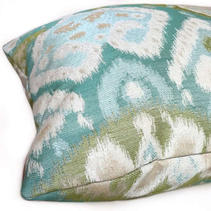 Kravet Ikat Southwest Ethnic Pattern Aqua Green Blue Beige Cushion 16x16 18x18 20x20 22x22 24x24 26x26 28x28