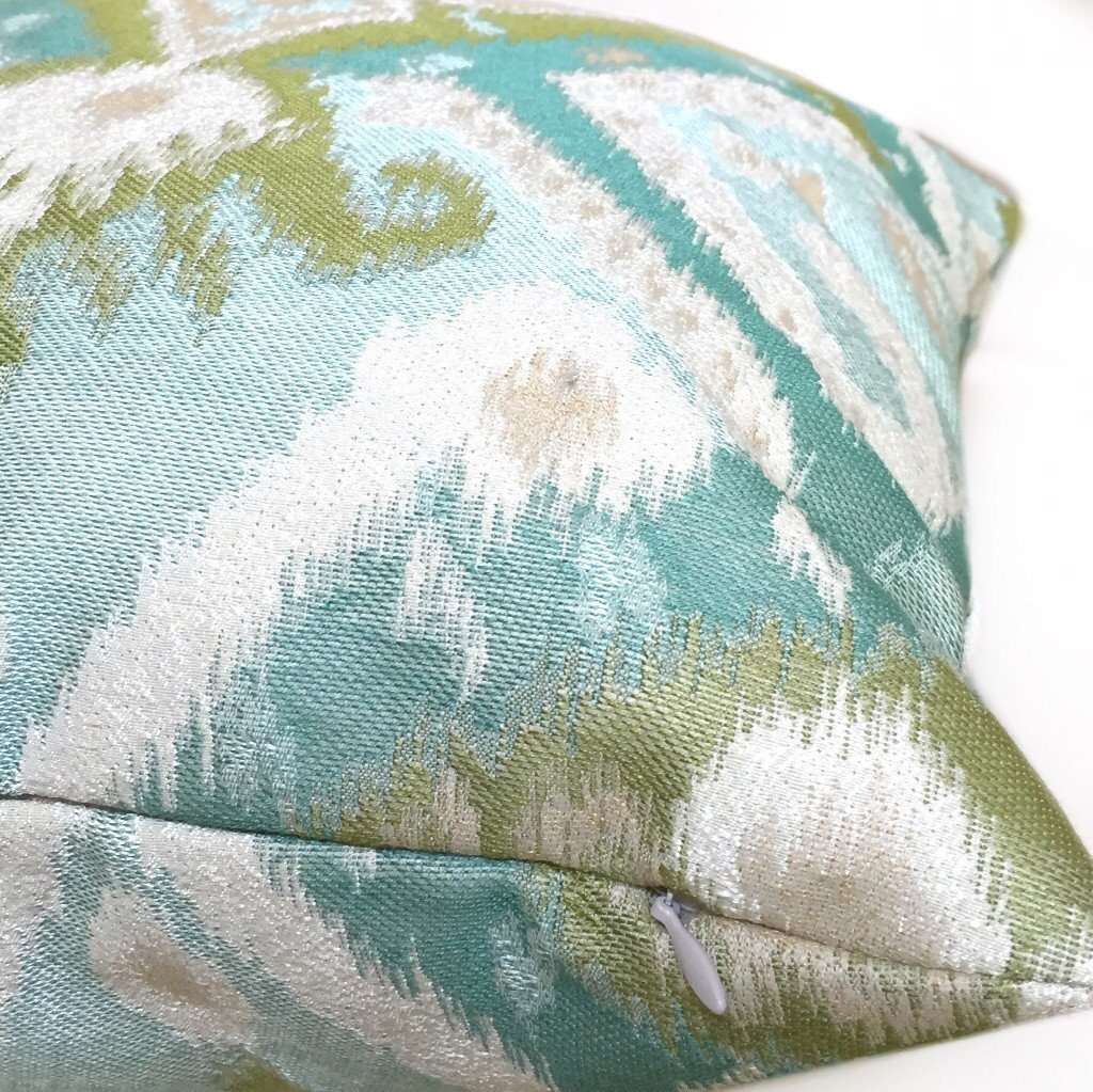 Kravet Ikat Southwest Ethnic Pattern Aqua Green Blue Beige Pillow Sham 16x16 18x18 20x20 22x22 24x24 26x26 28x28