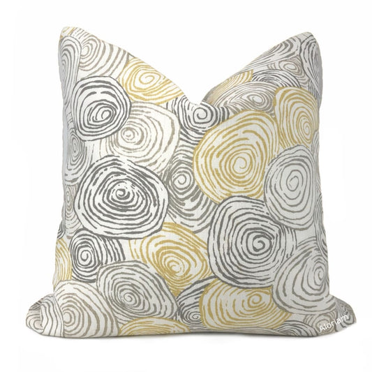 Kravet Jeffrey Alan Marks Spiro River Yellow Gray Cream Pillow Cover - Aloriam