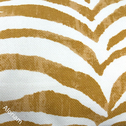 Kravet Limpopo Ochre Gold White Tiger Stripe Pillow Cover - Aloriam