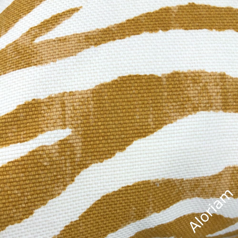 Kravet Limpopo Ochre Gold White Tiger Stripe Pillow Cover - Aloriam