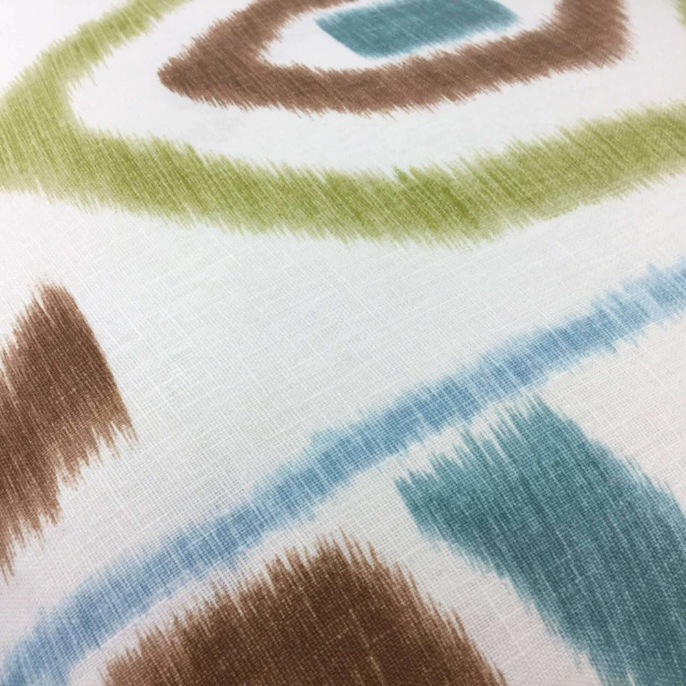 Kravet Thom Filicia Ikat Ethnic Motif Lime Turquoise Brown Off-White Linen Pillow Cover Cushion Pillow Case Euro Sham 16x16 18x18 20x20 22x22 24x24 26x26 28x28 Lumbar Pillow 12x18 12x20 12x24 14x20 16x26 by Aloriam