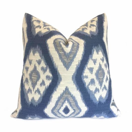 Kravet Thom Filicia Rigi Ink Ethnic Diamond Blue Cream Pillow Cover