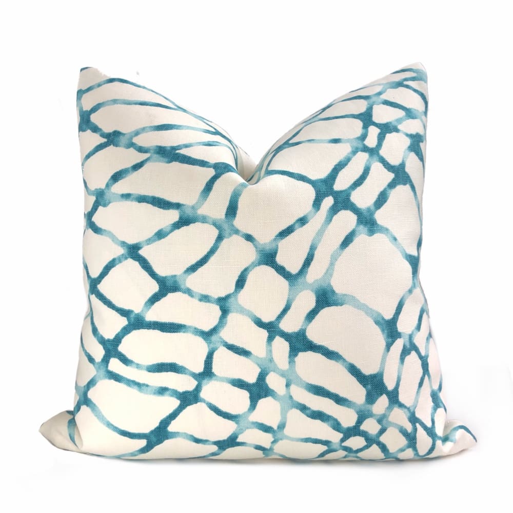 Kravet Waterpolo Lagoon Teal Green White Jeffrey Alan Marks Designer Linen Pillow Cover - Aloriam