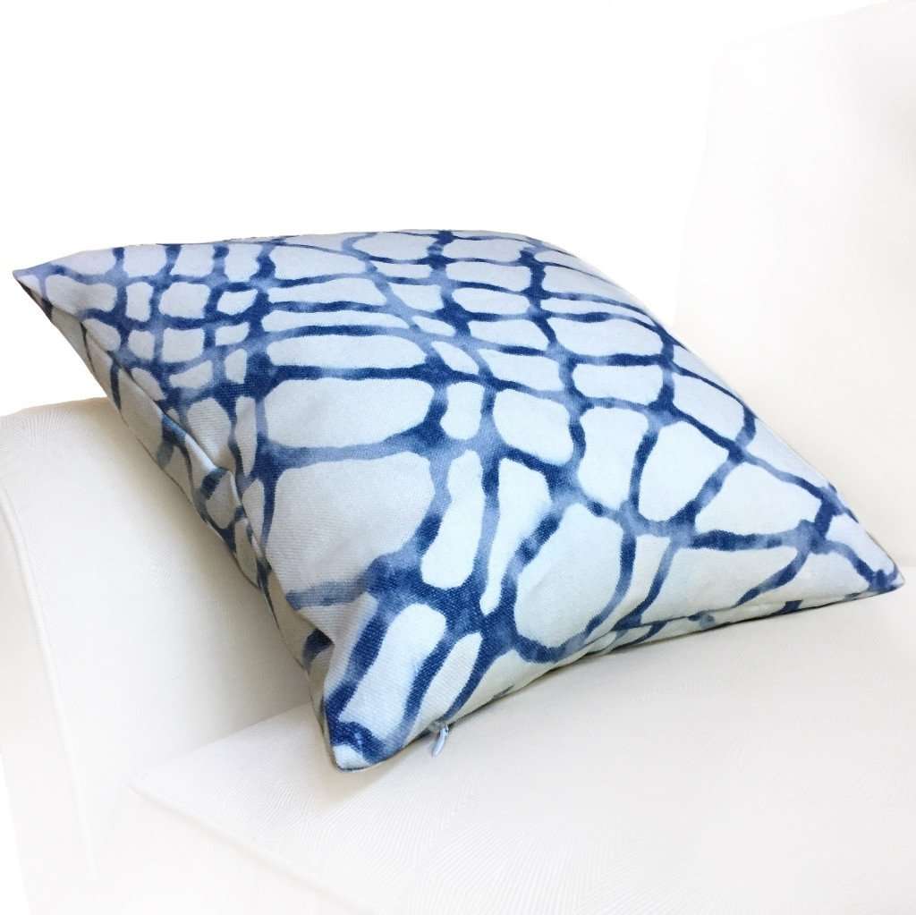 Kravet Waterpolo River Blue White Jeffrey Alan Marks Designer Linen Pillow Cover by Aloriam