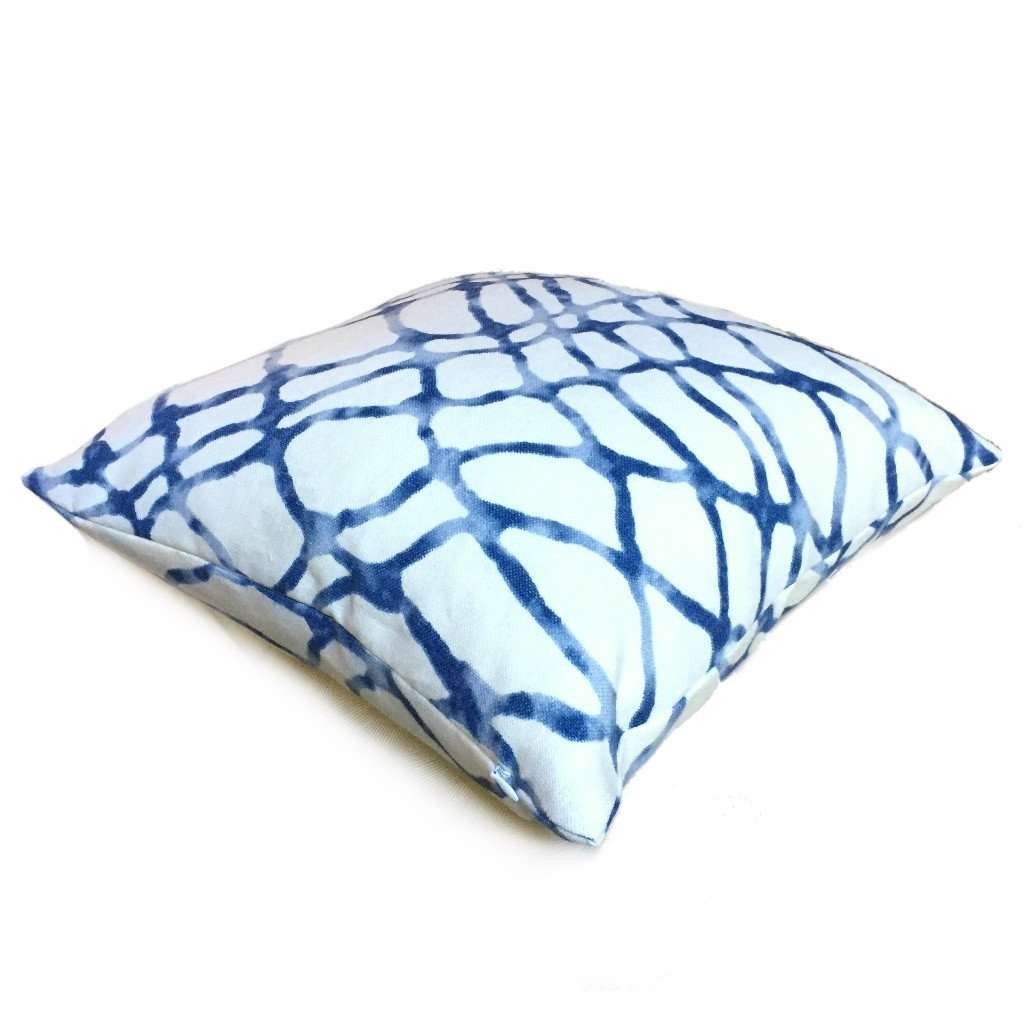 Kravet Waterpolo River Blue White Jeffrey Alan Marks Designer Linen Pillow Cover by Aloriam