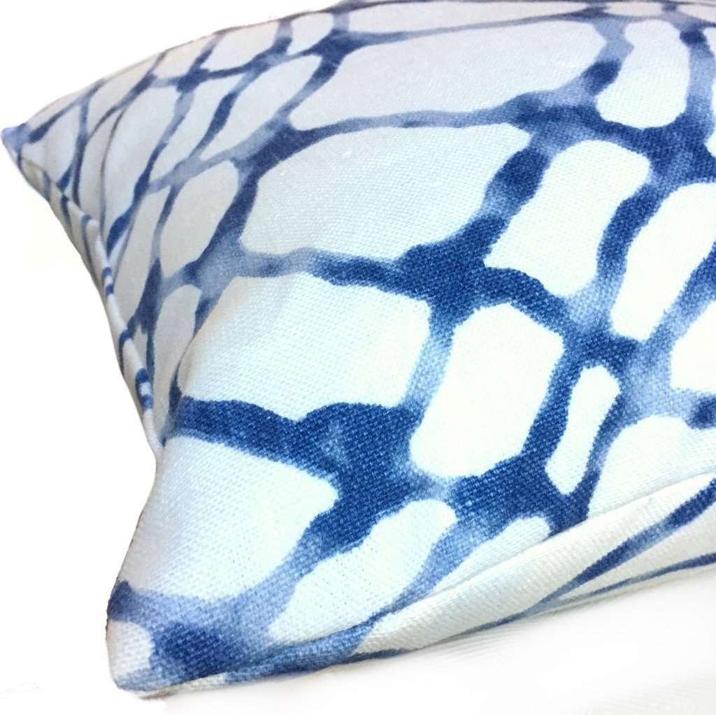 Kravet Waterpolo River Blue White Jeffrey Alan Marks Designer Linen Pillow Cover by Aloriam