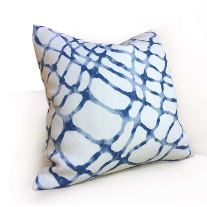 Kravet Waterpolo River Blue White Jeffrey Alan Marks Designer Linen Pillow Cover by Aloriam