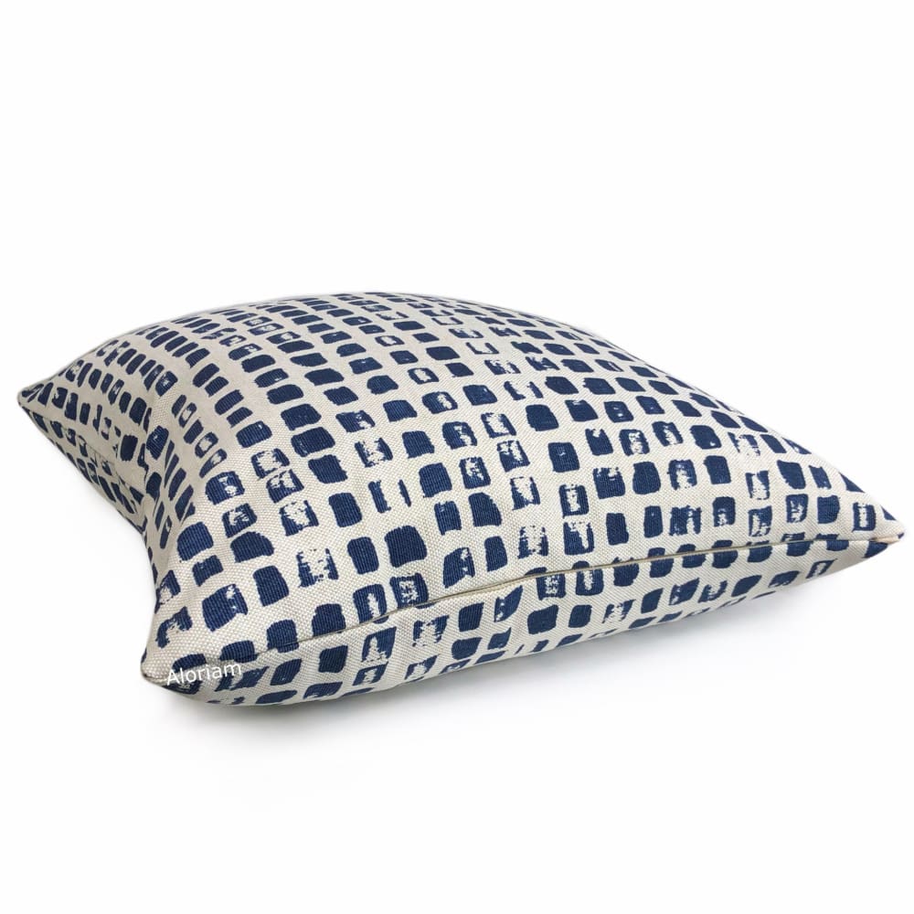 Langley Navy Blue Modern Block Print Pillow Cover - Aloriam