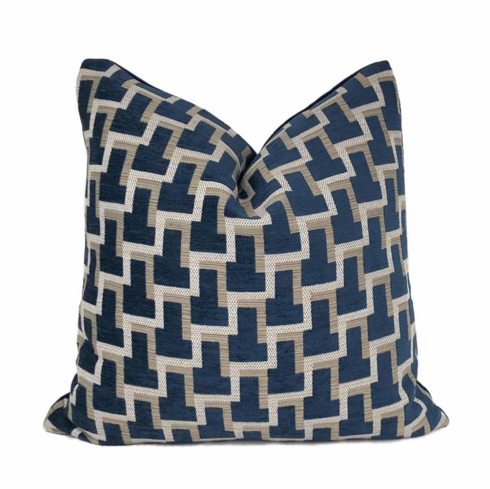 Navy fashion and taupe throw pillows