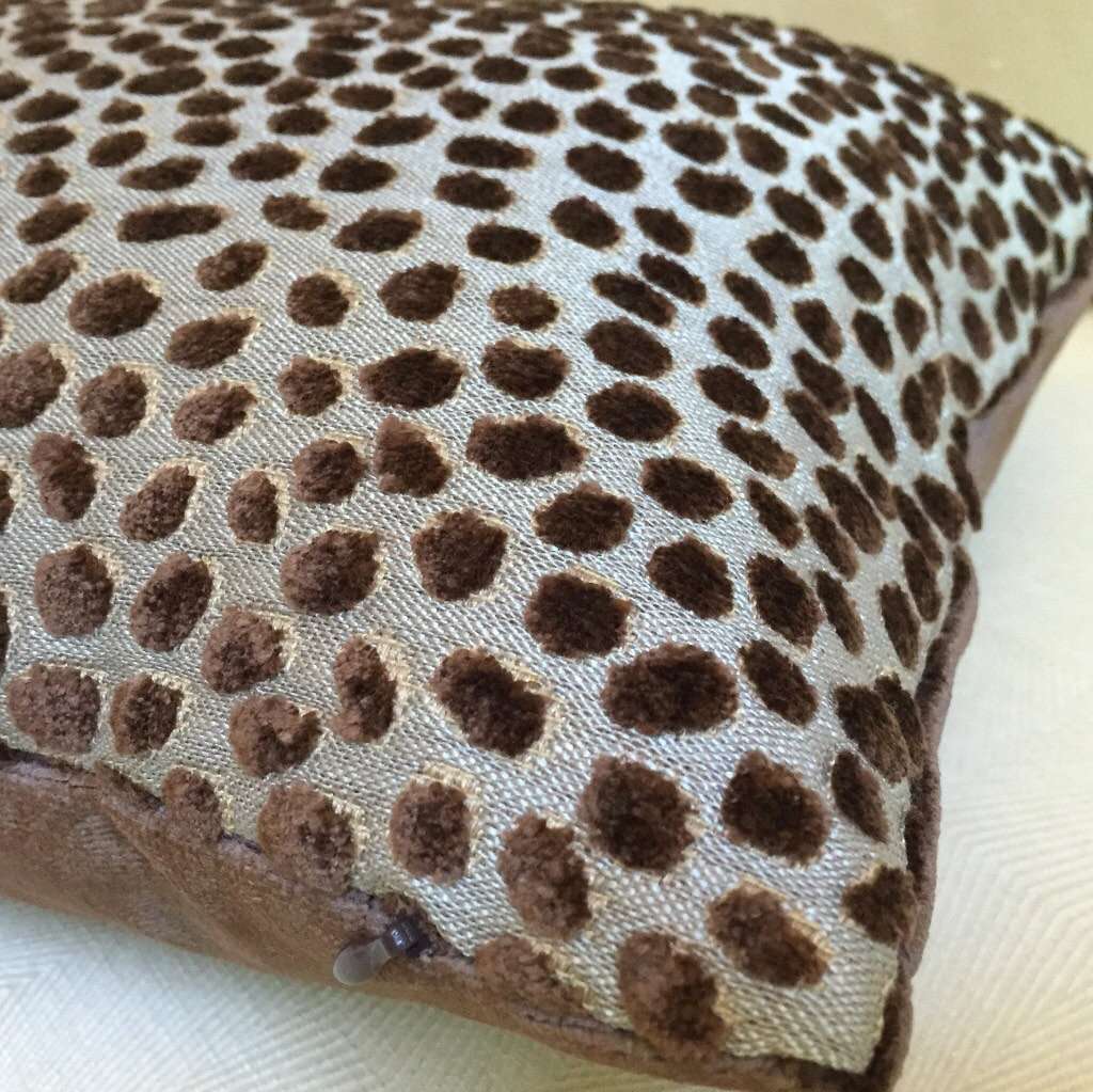 Lee Jofa Baker Lifestyles Cosma Cut Velvet Dots Brown Blue-Gray Pillow Cover